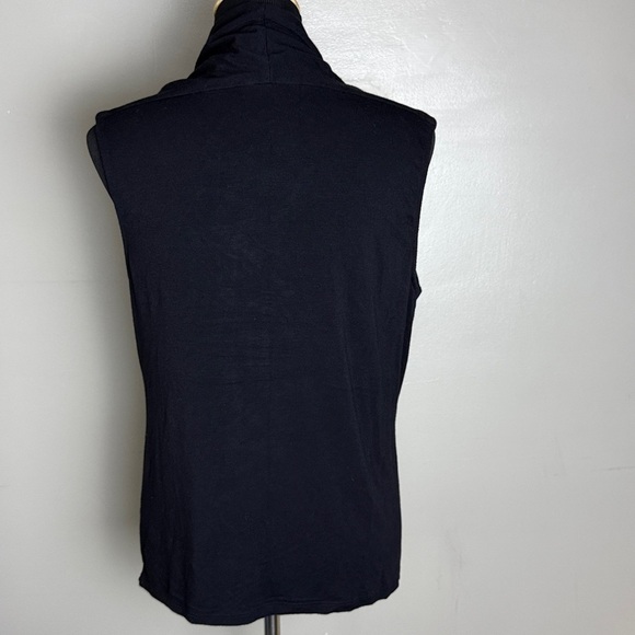 Grace Black Sleeveless Top High Draped V-Neck L Soft Stretchy Great Layering Pc - Picture 3 of 6